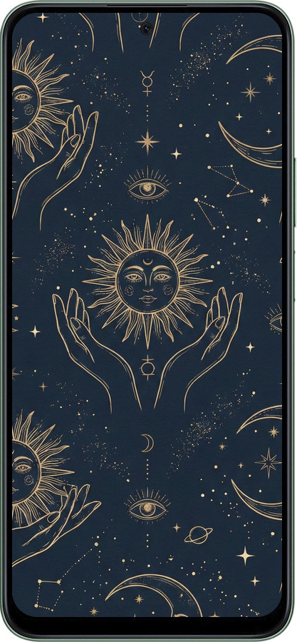 Силіконовий чехол Celestial Harmony: Sun & Moon Gold Mystic Pattern для Huawei Honor X7c - 6778u-3874 изображение 