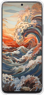 Силіконовий протиударний с посиленими кутами чехол Арт хвилі для Huawei Honor X8a - 6324sp-2963 изображение 