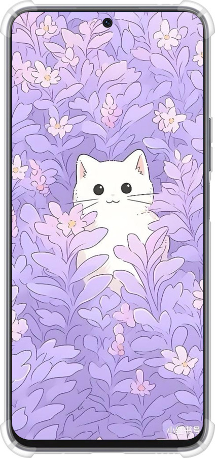 Силикон с усиленными углами чехол Котик в цветах для Huawei Honor X8a - 6390sp-2963 изображение 