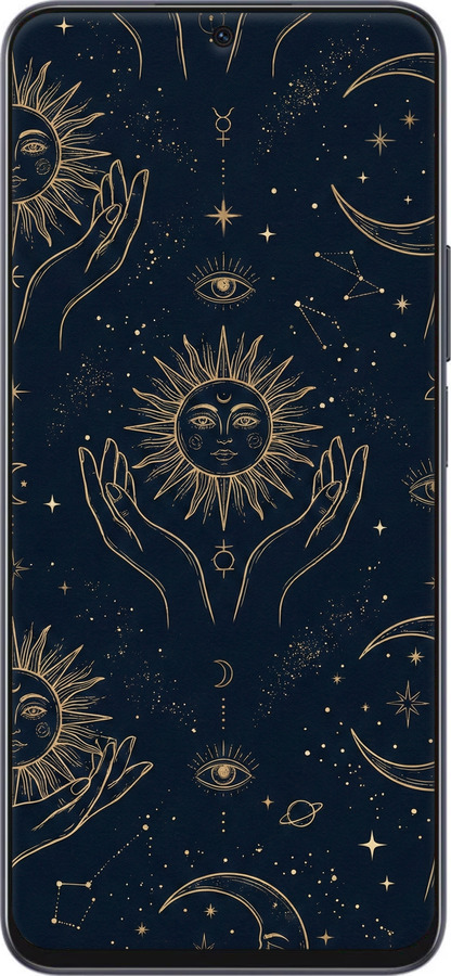 Силіконовий чехол Celestial Harmony: Sun & Moon Gold Mystic Pattern для Huawei Honor X8a - 6778u-2963 изображение 