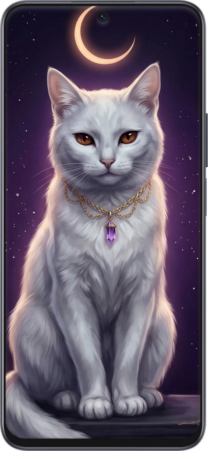 Силіконовий чехол Mystic White Cat Gothic Dark Purple Gold для Huawei Honor X8a - 6805u-2963 изображение 