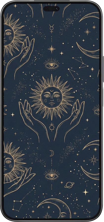 Силиконовый чехол Celestial Harmony: Sun & Moon Gold Mystic Pattern для Huawei Honor X8b - 6778u-3614 изображение 