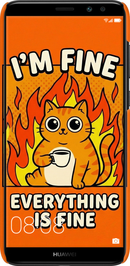 3D пластиковый матовый чехол Funny Cat для Huawei Mate 10 Lite - 6786m-1240 изображение 