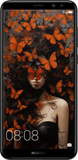 2D пластиковый чехол Девушка с оранжевыми бабочками для Huawei Mate 10 Lite - 5941t-1240 изображение 