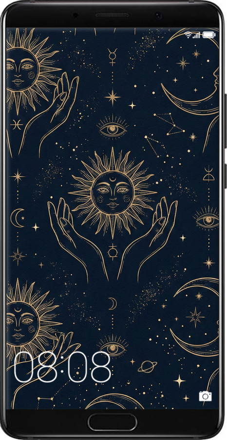 Силиконовый чехол Celestial Harmony: Sun & Moon Gold Mystic Pattern для Huawei Mate 10 - 6778u-1116 изображение 