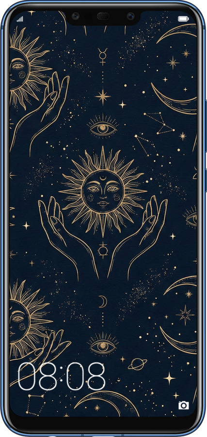 Силіконовий чехол Celestial Harmony: Sun & Moon Gold Mystic Pattern для Huawei Mate 20 Lite - 6778u-1575 изображение 