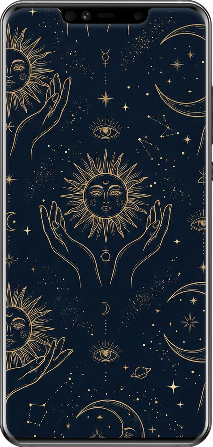 Силиконовый чехол Celestial Harmony: Sun & Moon Gold Mystic Pattern для Huawei Mate 20 Pro - 6778u-1567 изображение 