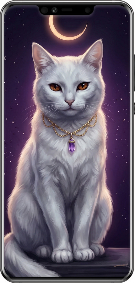 2D пластиковий чехол Mystic White Cat Gothic Dark Purple Gold для Huawei Mate 20 Pro - 6805t-1567 изображение 