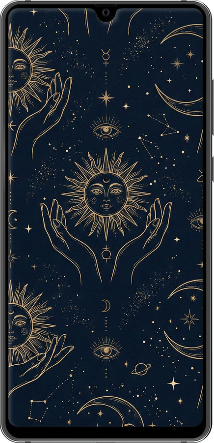 2D пластиковый чехол Celestial Harmony: Sun & Moon Gold Mystic Pattern для Huawei Mate 20 - 6778t-1578 изображение 