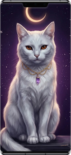 Силиконовый чехол Mystic White Cat Gothic Dark Purple Gold для Huawei Mate 30 Pro - 6805u-1796 изображение 