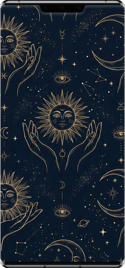 Силіконовий чехол Celestial Harmony: Sun & Moon Gold Mystic Pattern для Huawei Mate 30 Pro - 6778u-1796 изображение 