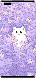 Силиконовый чехол Котик в цветах для Huawei Mate 40 Pro - 6390u-2124 изображение 