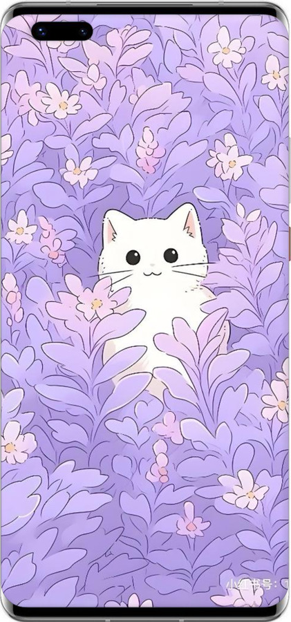 Силиконовый чехол Котик в цветах для Huawei Mate 40 Pro - 6390u-2124 изображение 