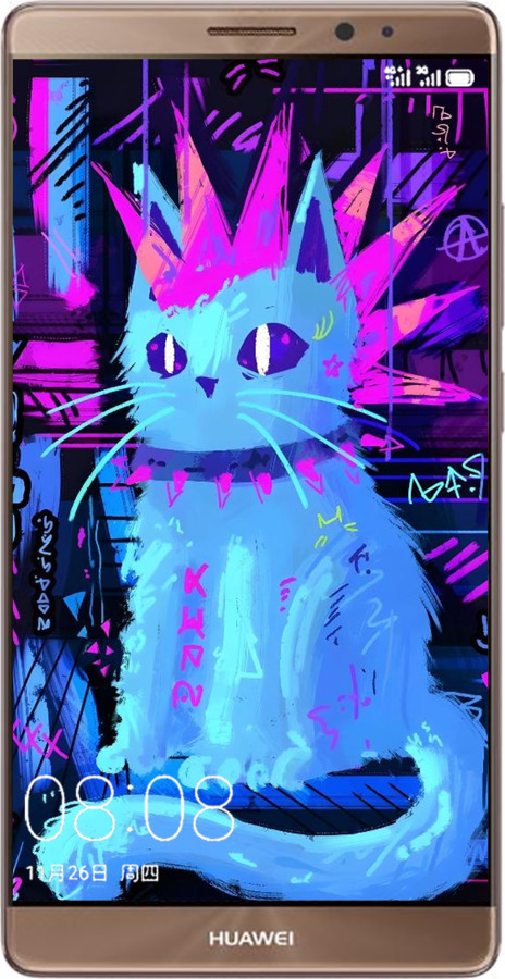 Силіконовий чехол Кіт панк для Huawei Mate 8 - 6311u-269 изображение 