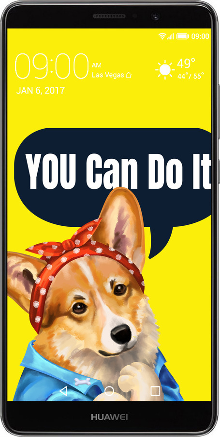Силіконовий чехол чехол с корги You Can Do It для Huawei Mate 9 - 6184u-425 изображение 