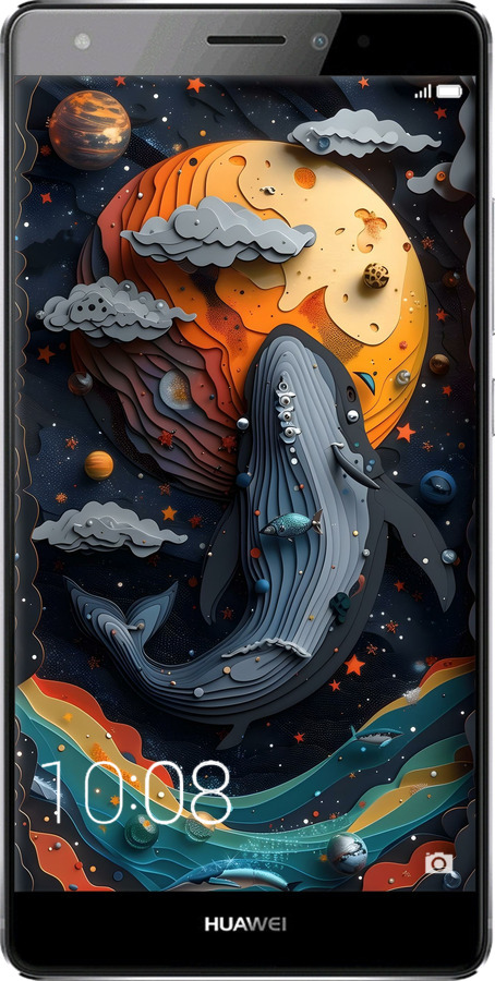 Силиконовый чехол Кит в космосе для Huawei Mate S - 6328u-490 изображение 
