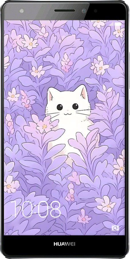 Силиконовый чехол Котик в цветах для Huawei Mate S - 6390u-490 изображение 