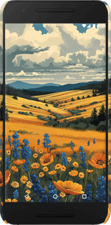 3D пластиковый глянцевый чехол Украинское поле для Huawei Nexus 6P - 6082c-148 изображение 