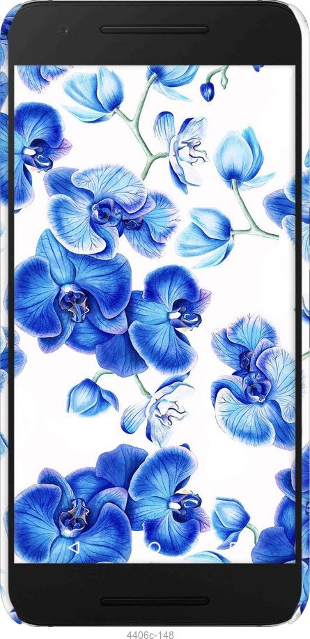 3D пластиковый глянцевый чехол Голубые орхидеи для Huawei Nexus 6P - 4406c-148 изображение 