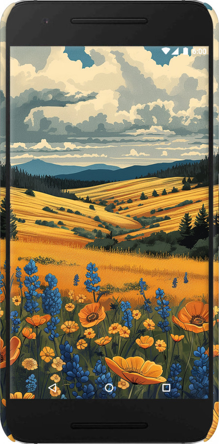 3D пластиковый глянцевый чехол Украинское поле для Huawei Nexus 6P - 6082c-148 изображение 