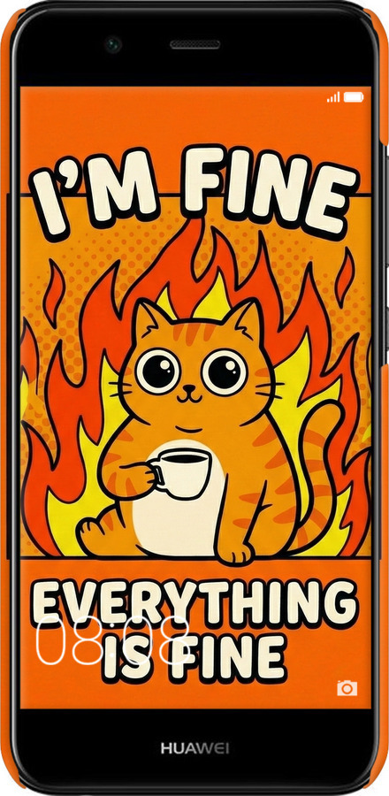 3D пластиковый матовый чехол Funny Cat для Huawei Nova 2 - 6786m-1021 изображение 