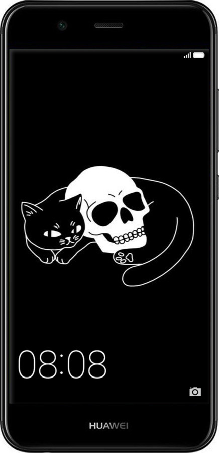 Силіконовий чехол Із зображенням кота та черепа для Huawei Nova 2 - 6491u-1021 изображение 