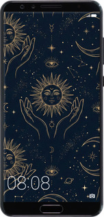 Силиконовый чехол Celestial Harmony: Sun & Moon Gold Mystic Pattern для Huawei Nova 2S - 6778u-1388 изображение 