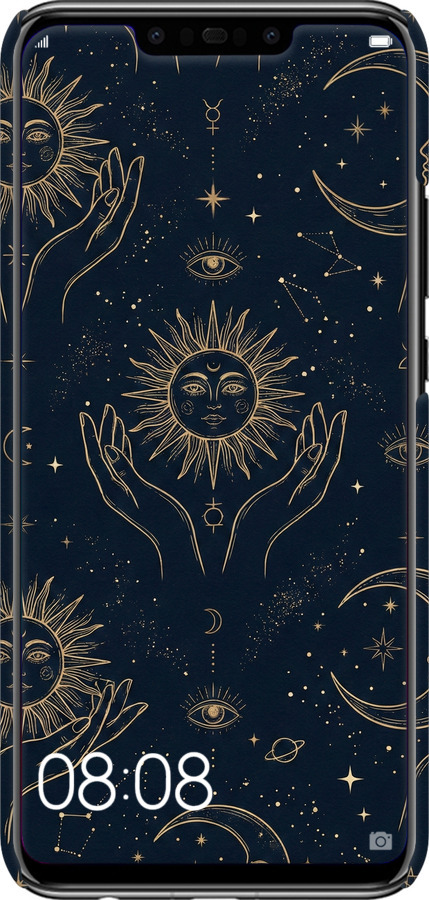 3D пластиковый матовый чехол Celestial Harmony: Sun & Moon Gold Mystic Pattern для Huawei Nova 3 - 6778m-1535 изображение 
