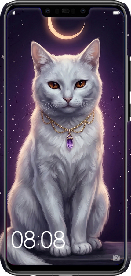 3D пластиковий матовий чехол Mystic White Cat Gothic Dark Purple Gold для Huawei Nova 3 - 6805m-1535 изображение 