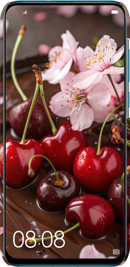 3D пластиковий матовий чехол Вишня у шоколаді для Huawei Nova 4 - 6698m-1632 изображение 