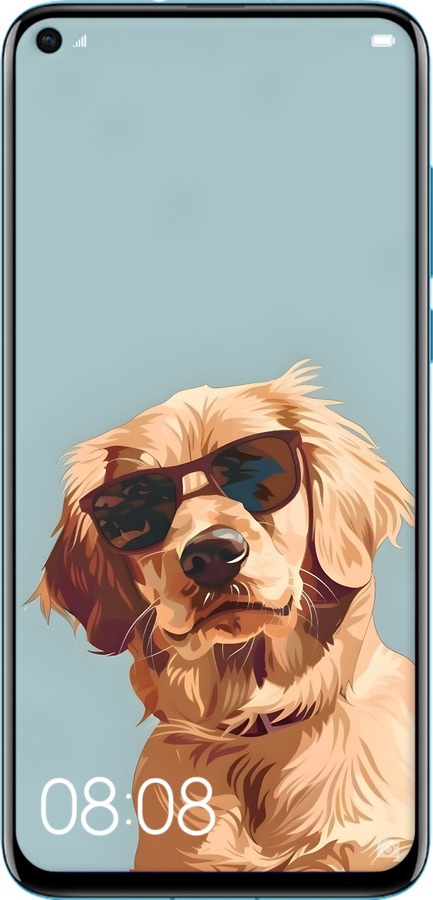 Силиконовый чехол Пес в очках для Huawei Nova 4 - 6381u-1632 изображение 