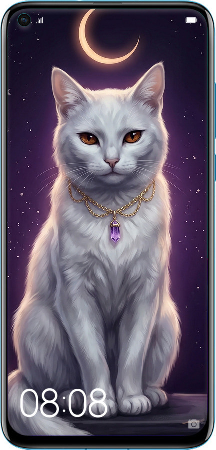 Силіконовий чехол Mystic White Cat Gothic Dark Purple Gold для Huawei Nova 4 - 6805u-1632 изображение 
