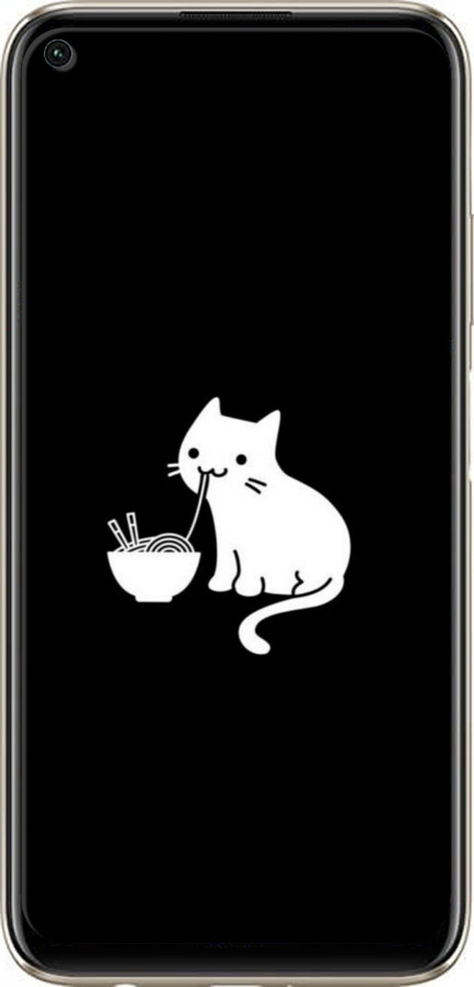 TPU чехол С милым котом на черном фоне для Huawei P40 Lite - 6528b-1887 изображение 