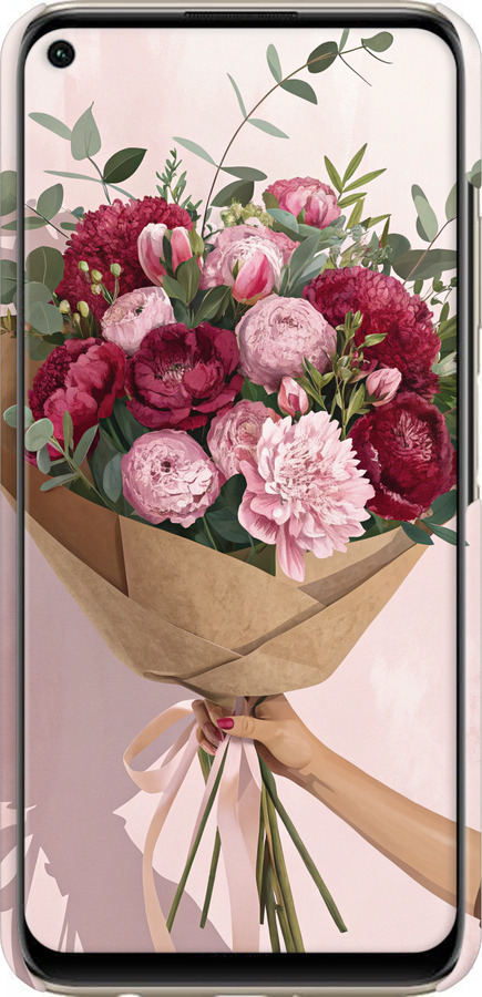 3D пластиковый глянцевый чехол Пионы 1 для Huawei Nova 6SE - 6705c-1823 изображение 