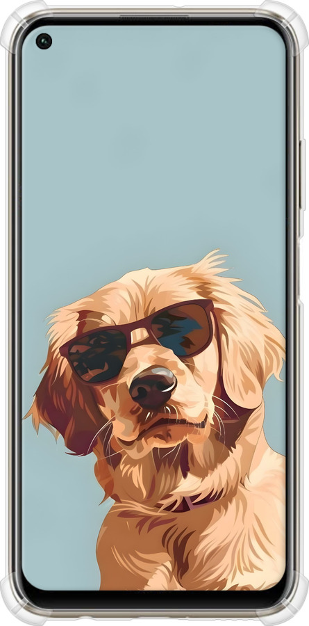 Силіконовий протиударний с посиленими кутами чехол Пес в очках для Huawei Nova 6SE - 6381sp-1823 изображение 
