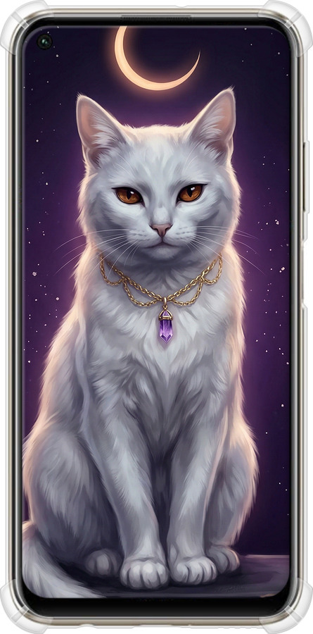 Силіконовий протиударний с посиленими кутами чехол Mystic White Cat Gothic Dark Purple Gold для Huawei Nova 6SE - 6805sp-1823 изображение 
