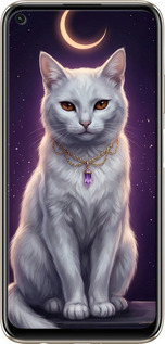 Силиконовый чехол Mystic White Cat Gothic Dark Purple Gold для Huawei Nova 6SE - 6805u-1823 изображение 