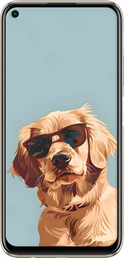 2D пластиковый чехол Пес в очках для Huawei P40 Lite - 6381t-1887 изображение 