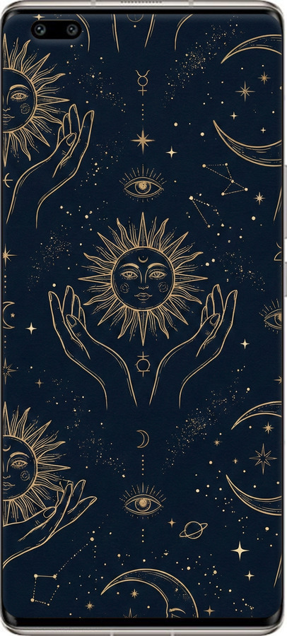Силіконовий чехол Celestial Harmony: Sun & Moon Gold Mystic Pattern для Huawei Nova 8 Pro - 6778u-2246 изображение 