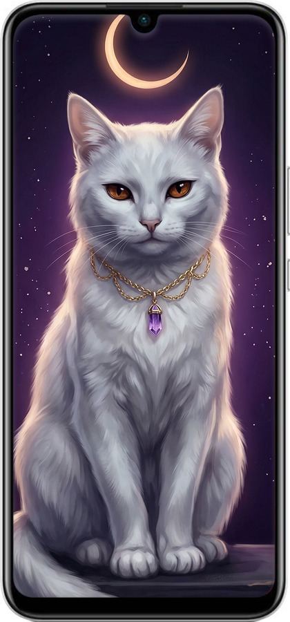 Силиконовый чехол Mystic White Cat Gothic Dark Purple Gold для Huawei Nova 8 SE - 6805u-2126 изображение 