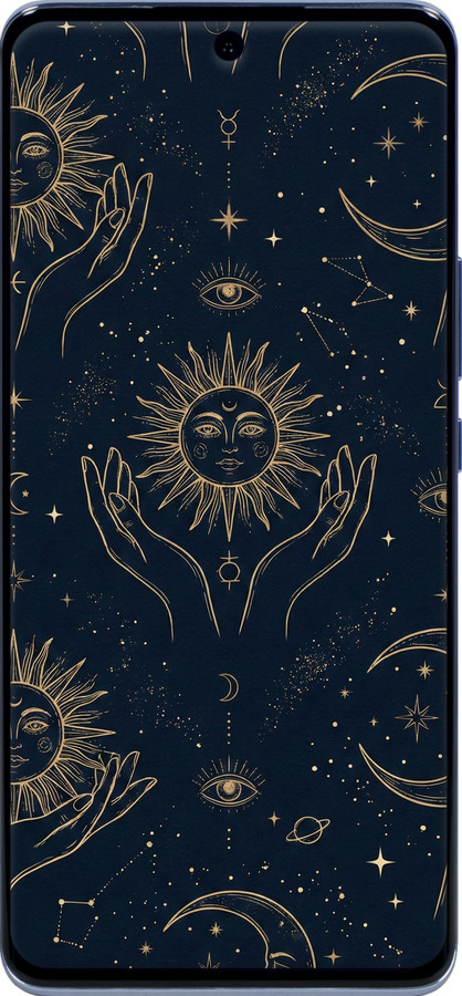 Силиконовый чехол Celestial Harmony: Sun & Moon Gold Mystic Pattern для Huawei Nova 9 - 6778u-2504 изображение 