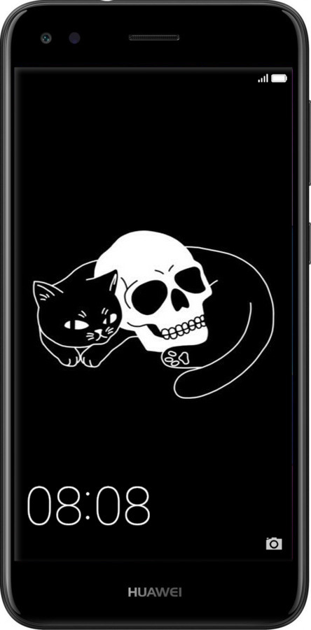 TPU чехол Із зображенням кота та черепа для Huawei Nova Lite 2017 - 6491b-1400 изображение 