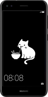 2D пластиковый чехол С милым котом на черном фоне для Huawei Nova Lite 2017 - 6528t-1400 изображение 