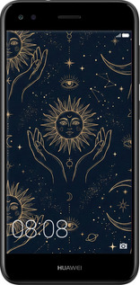 2D пластиковый чехол Celestial Harmony: Sun & Moon Gold Mystic Pattern для Huawei Nova Lite 2017 - 6778t-1400 изображение 