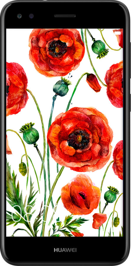 Силиконовый чехол Нарисованные маки для Huawei Nova Lite 2017 - 4278u-1400 изображение 