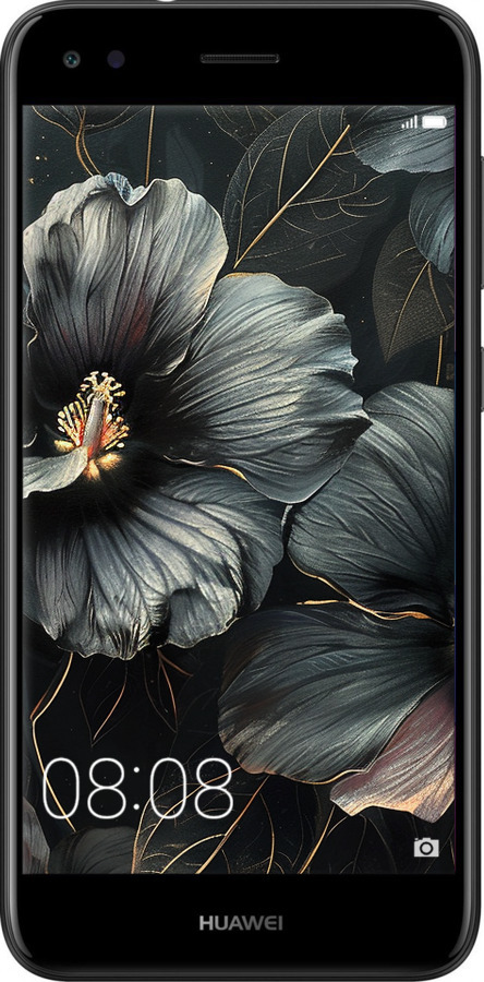 Силіконовий чехол Чорні квіти для Huawei Nova Lite 2017 - 6031u-1400 изображение 
