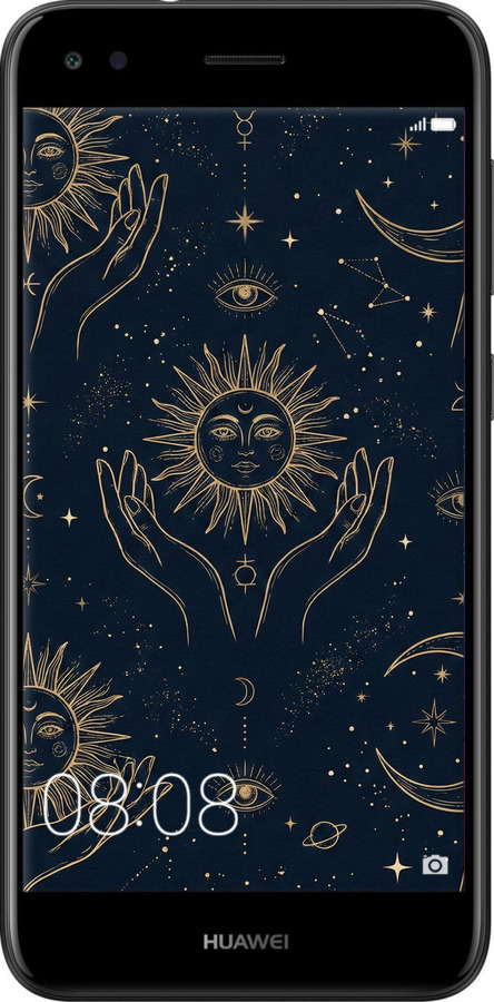 2D пластиковый чехол Celestial Harmony: Sun & Moon Gold Mystic Pattern для Huawei Nova Lite 2017 - 6778t-1400 изображение 