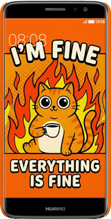 3D пластиковый матовый чехол Funny Cat для Huawei Nova Plus - 6786m-961 изображение 