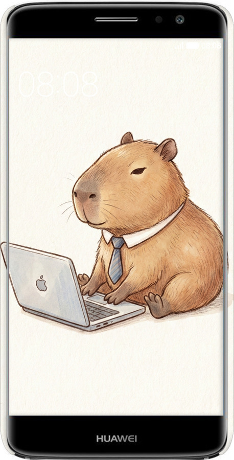 3D пластиковый матовый чехол Funny Capybara CEO Working для Huawei Nova Plus - 6777m-961 изображение 