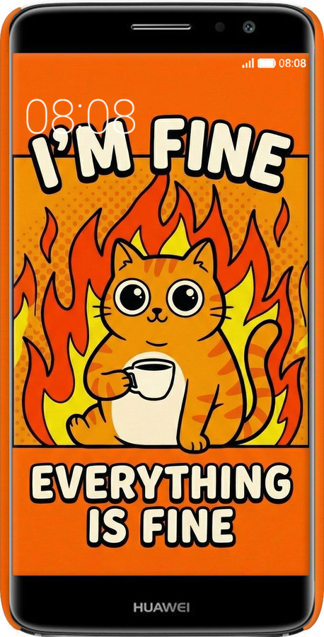 3D пластиковый матовый чехол Funny Cat для Huawei Nova Plus - 6786m-961 изображение 